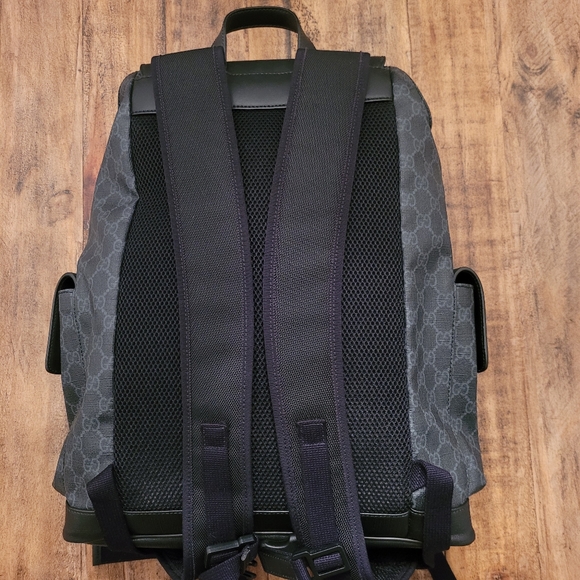 GUCCI Black/Grey Supreme Canvas Backpack- available in store $2,250 + tax - Picture 4 of 13